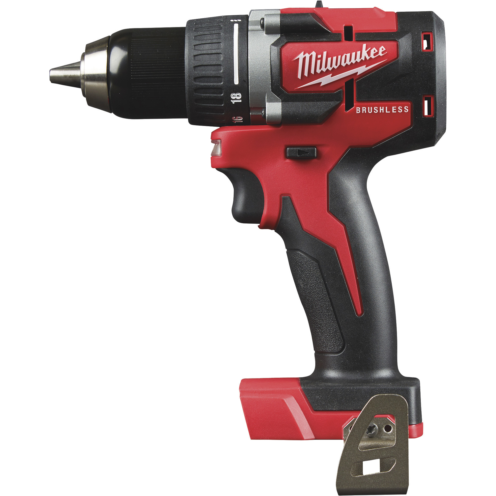 Milwaukee M18 Compact Brushless Drill/Driver, Tool Only, 1/2in. Chuck, 500 In./Lbs. Torque, 1800 RPM, Model# 2801-20
